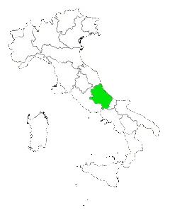 Map of Italy highlighting Abruzzo