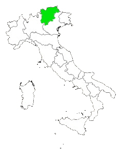 Map of Italy Highlighting Trentino-Alto Adige