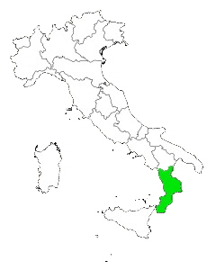 Map of Italy Highlighting Calabria